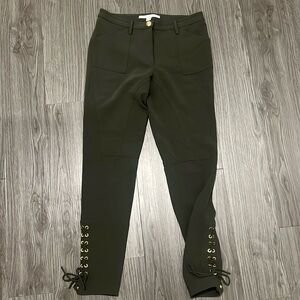 DIANE VON FURSTENBURG PANTS DRESSY GREEN LACE UP SIZE 4 DVF